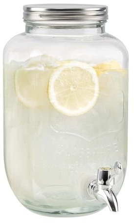 BUTLERS Getränkespender 3,5 Liter aus Glas -REFRESH- Retro Wasserspender mit Zapfhahn in Mason Jar Design | Tee-, Limonaden- und Saftspender (exkl. Ständer)
