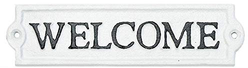 Sungmor Letrero de bienvenida exterior de hierro fundido resistente para decoración de pared, placa de bienvenida decorativa para entrada, porche