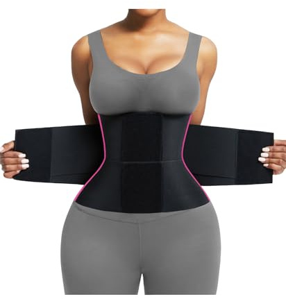 FeelinGirl Workout Waist Trainer Corset Body Shaping Perspiring Vest Workout Postnatal Body Shaper for Women Rose Red M