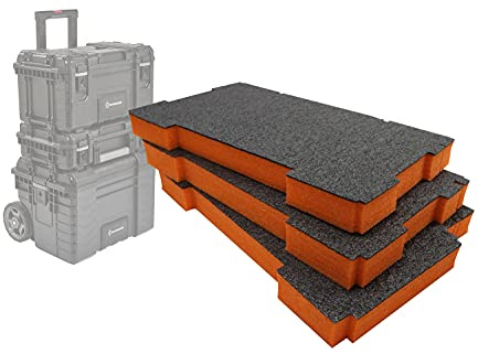 Skuggskum Easy Peel – Skuminlägg för Magnusson Site System – Full Stack [Orange 50 mm Tre-pack] Topp, mitten och kundvagn skuminlägg för Magnusson Toolbox System | Elverktyg förvaring