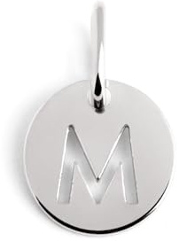 SINGULARU - Mini Medallion Letter Plata. Colgante Inicial en Plata de Ley con Acabado Baño de Rodio. Combinable con Collar. Joyas para Mujer. Letra M