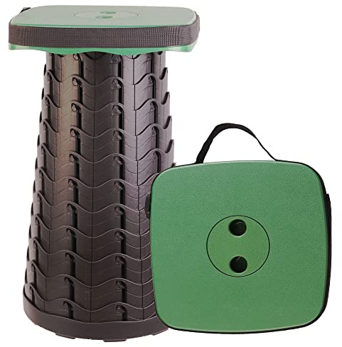 MKBK Sgabello telescopico regolabile quadrato sgabello da campeggio, sgabello pieghevole da esterno per campeggio, escursionismo, sgabello più grande area quadrata e capacità di carico 220 kg (verde)