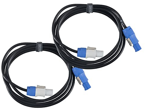 Pronomic Power Twist 2,5 strömkabel set – 2 kablar för strömförsörjning av aktiva högtalare och strålkastare – PowerCon-kompatibla kontakter – kabel (H05VV-F) m. 3 x 1,5 mm² – längd: 2,5 m – svart