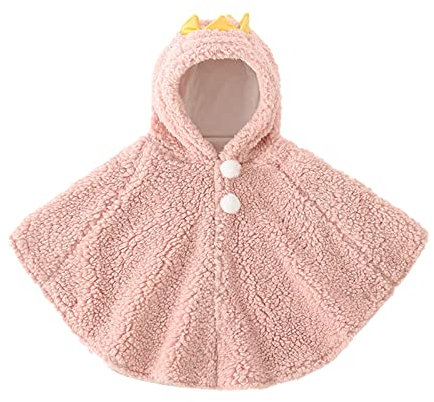 ITODA Mignon Cape à Capuche Bébé Garçon Filles Sweat À Capuche Laine Doux Poncho Cape Tout-Petits Manteau à Capuchon Coupe-Vent Hiver Automne Vêtements d'extérieur Chaude Châle pour Enfants 0-3ans
