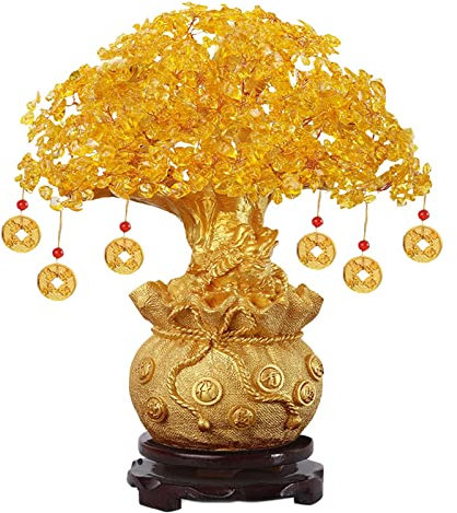 Oneroomone Reicher Baum, Geld Baum Feng Shui Bonsai, Gold Glücksbaum, für Zuhause, Büro, Ladendekoration