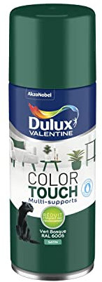 Dulux Valentine Peinture Intérieure et Extérieure Aérosol Color Touch - Pour bois, plastique, PVC, carton, papier - Vert Basque Satin - 400ml