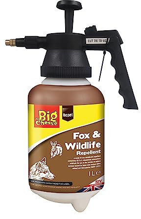 The Big Cheese Fox & Wildlife Repellent – 1 L Pressure Sprayer. Ready-to-Use Pump Action Sprayer. Humane Deterrent. Ideal for Gardens, Flowerbeds, Vegetable Patches and Patio Areas
