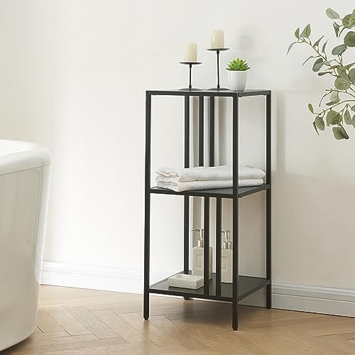 [en.casa] Standregal Kumlinge Schmales Regal mit Ablagen Mehrzweckregal Badregal stehend Bücher Deko Pflanzen 80 x 35 x 35 cm für Bad Wohn- und Schlafzimmer Büro Schwarz