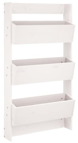 vidaXL Odlingslåda för vägg 3 nivåer 60x18,5x110 cm vit massiv furu, odlingslåda, trädgårdskruka, planteringslåda, odlingslådor, trädgårdskrukor