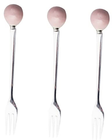 LIFKOME 6pcs Mini Ceramic Handle Forks Dessert Forks for Cake Pastry Ice Creative Flatware Home Tableware