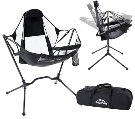 Silla de Camping Plegable 150KG Mecedora con Respaldo Ajustable, Silla de Pesca Plegable, Sillas de Jardín Portátiles para Camping, jardín, balcón, Picnic, Interior