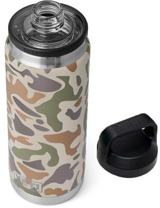 YETI Rambler 26 oz Bottle, Leakproof, Vacuum Insulated, Stainless Steel with Chug Cap, Tan Camo