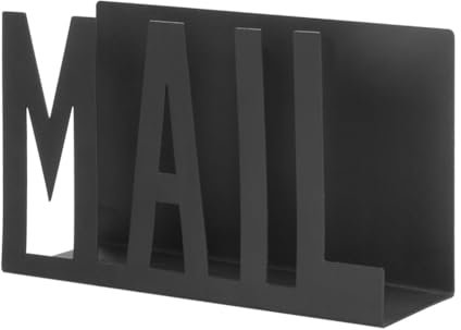 ISAKEN Schreibtisch Organizer, Metall Briefständer Schwarz Metall Brief Sortierer Mail Halter Ausschnitt Metall Brief Halter Metall Briefablage für Bücher, Schreibtisch, Schule