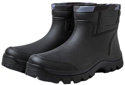 XUDREZ Rain Boots for Men Waterproof Light PVC Ankle Wellies Rubber Boots for Outdoor Garden (9)
