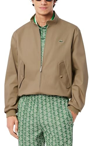 Lacoste Men's Water-Repellent Twill Harrington Jacket, Lion, Medium