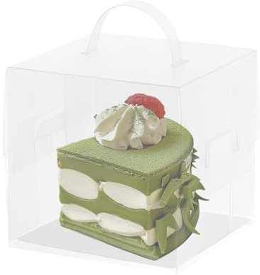 Mlonausz 50 Pcs Clear Cake Boxes, Cake Carrier Box, Plastic Cake Carrier with Lid and Handle for Wedding Birthday Baby Shower Party Favor