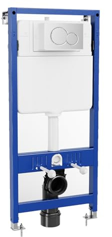 Vorwandelement WC - Unterputz Spülkasten WC mit betätigungsplatte - Vorwandspülkasten für Wand-WC - Vorwandelement WC Set Komplett, 2-Mengen Spülung, leise & platzsparend