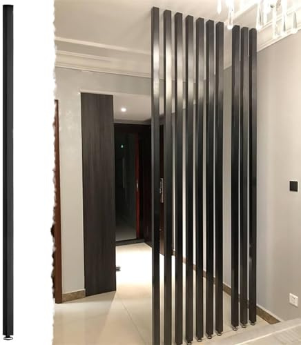 Divisorio a doghe in legno da pavimento a soffitto, personalizzabile, con cornice nera, divisorio per letto, soggiorno e cubicolo, elegante separatore da parete (altezza: 130 cm)