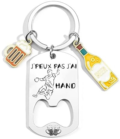 YZLPLP Porte-Clés Décapsuleur Personnalisé sur le Thème Handball - Accessoire Handball Humoristique, Cadeau Original Homme et Femme, Noël, Anniversaire, Joueur de Hand