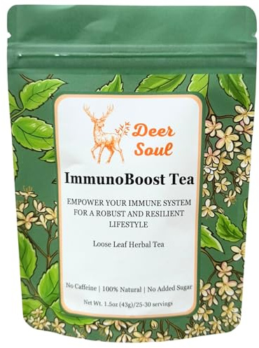 Deer Soul ImmunoBoost Herbal Tea with Echinacea, Elderflower, Mullein, Rose Hip & Thyme | Loose Leaf Botanical Tea, 1.5 oz