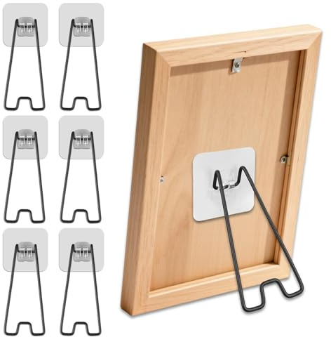 6pz Supporti per Cavalletti Cornici, Supporto Cavalletto Cornici in Acciaio Inossidabile con Autoadesivo per Esposizione di Foto Dipinti e Lavori Artigianali Fai Da Te