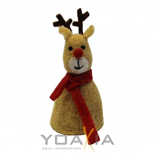 Eierwärmer aus Filz [ Rentier mit Schal ] für den fröhlichen Frühstückstisch