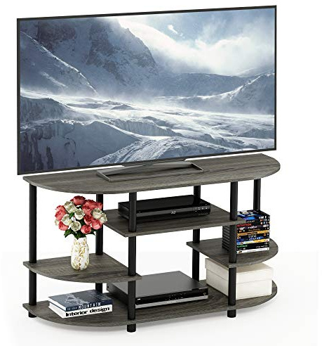 Furinno JAYA TV Stand, Simple Design Corner Entertainment Center, TV Console for TV up to 46 Inch, for Living Room, Bedroom, French Oak