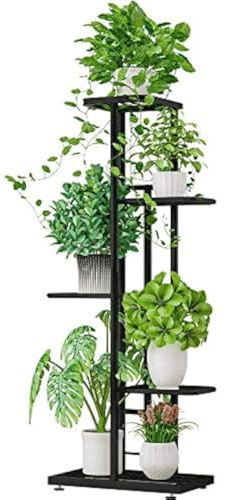 MTB 5 Tier Metal Plant Stand for Indoor Outdoor Flower Pot Display Planter Shelf, Charcoal Grey