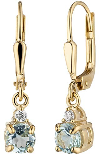 Jobo Damen Ohrhänger 333 Gold Gelbgold 2 Zirkonia 2 Blautopase hellblau blau Ohrringe
