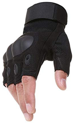 JJKB Kletterhandschuhe 2020 Männer Taktische Handschuhe Outdoor Sports Half Finger Militär Kampf Anti-Rutsch-Carbon-Faser-Shell-Taktische Handschuhe (Color : Black, Gloves Size : L)