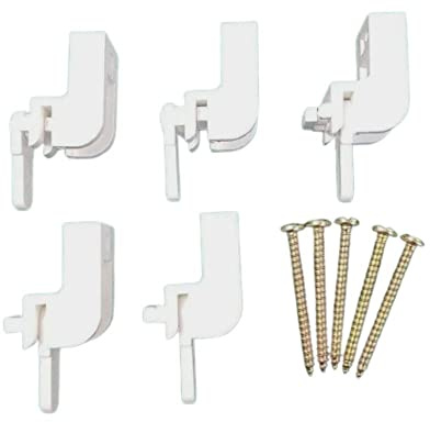 Curtain Track Lever Lock Brackets White with Screws Pack of 5
