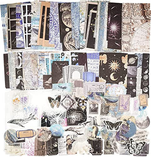 200 Stück Scrapbooking Sticker Vintage Scrapbooking Papier Washi Aufkleber Deko Bastelpapier für Sammelalbum, Etikettentagebuch, Aufzählungszeichen, DIY Handwerk