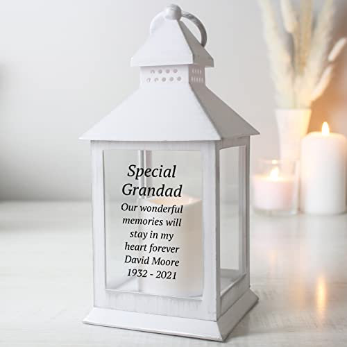 Personalised Memorial White Lantern, Beautiful Grave Marker, Memorial gift, In Memory, Candle, Remembrance, White Lantern, Lamp