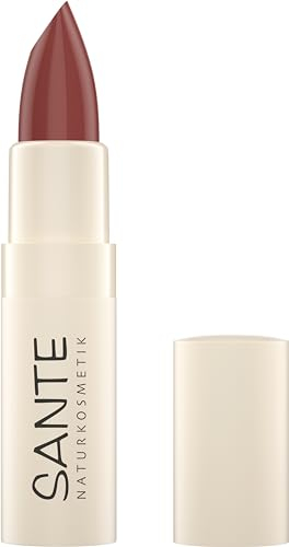 Sante Naturkosmetik Moisture Lipstick 04 Hazel Nude, lápiz labial nutritivo con ácido hialurónico, efecto plump y sepilift, cuidado de labios para labios suaves en tono rojo fresco, 4,5 g
