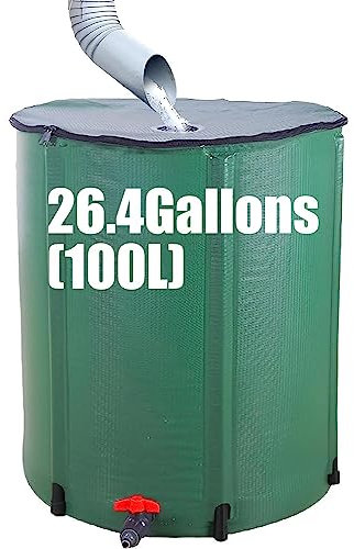 Barile for pioggia filtrabile Barile for la pioggia pieghevole Sistema di raccolta dell'acqua piovana pieghevole Serbatoio portatile for l'acqua con rubinetti e kit di troppopieno for giardino autolav