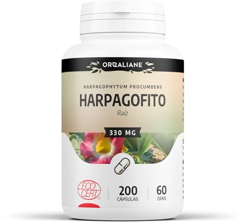 Harpagofito Orgánico Raíz - Garra del Diablo - 990 mg/día - Harpagósidos - 200 cápsulas | Premium, Natural & Formato Ahorro