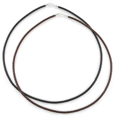 Bling Jewelry Conjunto De Dos Collares De Cuero Genuino Trenzado En Negro Y Marrón Con Cordón Para Colgante Para Mujeres, Hombres Y Adolescentes Cierre De Langosta De Plata .925 De 20 Pulgadas