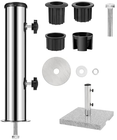 Sonnenschirmständer, Garten Sonnenschirm Standrohre Universal SonnenschirmStandrohr mit 3 TLG Reduzierring (50/40/32 mm) Sonnenschirm Hülse Stände Schirmbaser Standrohr für Granit, Zementplatte