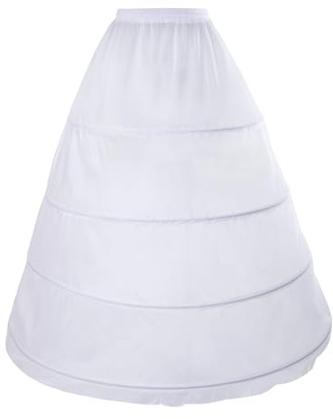 baotongle Women's Hoop Petticoat Crinline Underskirt Petticoat Skirt for Women Under Dress for Wedding Gown Tulle Slips Skirt (US, Numeric, 35, Regular, Regular, 4-hoop, White)