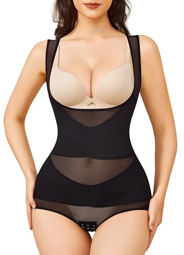 KUMAYES Shapewear Damen Bauchweg Body Shaper Hohe Elastizität Unterwäsche Shaping Miederbody Nahtlose Bodys Taillenmieder Sculpting Bodysuit (Schwarz, L)