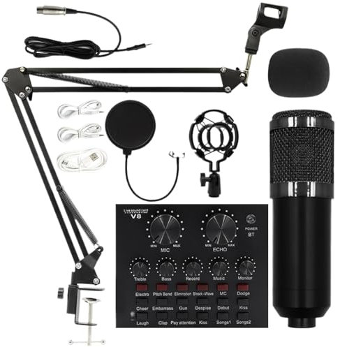 XIAOXIAOYU Conjunto de micrófonos de Condensador, Conjunto de micrófonos de grabación, Equipo Profesional de transmisión en, Suministros de Estudio de grabación, Kit de difusión