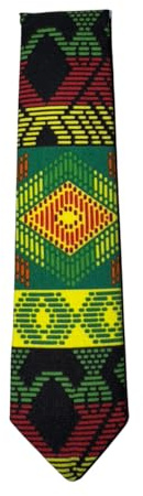 Handwoven Guatemalan Necktie, Traditional Geometric Pattern, Multicolor Striped Design (green, yellow and red)