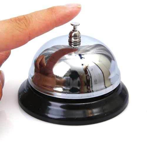 Counter Bell Reception Call Bells Chrome Kitchen Bell Service for the Porter Restaurant Bar Hotel Shop, School, Hospital, Pet Training,Attention Ringer Waiter Servant Service (deco)