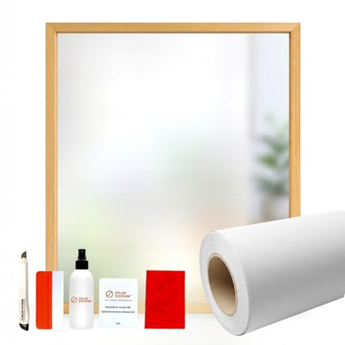 Systems Solar Systems - Pellicola autoadesiva per finestra, protezione anti-Windows con kit di montaggio per ufficio, bagno, garantisce la discrezione, bianco opaco (50 x 1000cm)