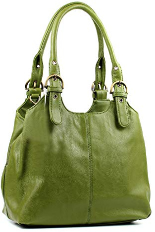 AOSSTA Sac à bandoulière pour femme, sac fourre-tout en cuir souple avec plusieurs poches, sacs à main pour dames, grands sacs à bandoulière croisés avec longue bandoulière, vert, L