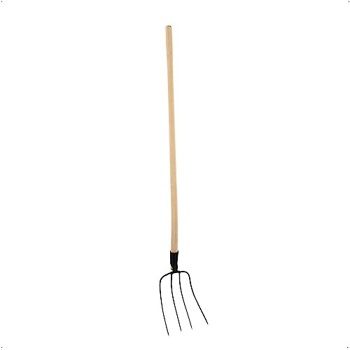 Rekord Dunggabel (Stahl, geschmiedet) mit 4 Zinken und 130 cm Stiel aus Buchenholz, Arbeitsbreite: ca. 22 cm, Mistforke, Mistgabel, Forke, Kompostgabel