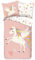 Soma Renforcé Pastell Kinder-Bettwäsche-Set 2 teilig Bettbezug 2tlg 135x200cm 80x80cm (Einhorn rosa weiß)