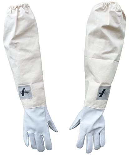 AGS Beekeeper Gloves Goatskin Bee Keeping Gloves Beekeeping Bee Gloves Protection (Large)