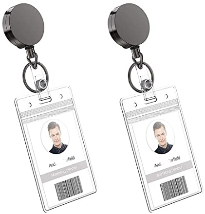 Pikioraz Indragbar nyckelring, utdragbar nyckelring med ID-korthållare, etikettrulle för ID-kortshållare (2 stycken)