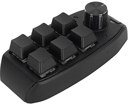 Programmerbart Mekaniskt Tangentbord, 6 Tangenter Ergonomiskt Minispeltangentbord med Ratt och Röd Switch, Multifunktionell Tangentbord för Windows Vista Linux, för OS X Laptop (Kabelansluten USB)